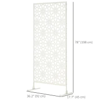 Outsunny Metal Outdoor Privacy Screen, Decorative Outdoor Divider with Stand and Expansion Screws, 36.2" x 17.7" x 78", White(m-3)