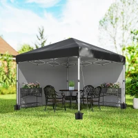 Outsunny 10' x 10' Pop Up Canopy with Sidewalls, Roller Bag, Height Adjustable Instant Tent for Outdoor, Garden, Patio, Black(m-8)