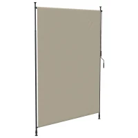 Outsunny 7' x 10' Retractable Patio Awning, Manual Outdoor Privacy Screen with UPF40+ & Water-Resistant Fabric, Beige(m-9)