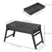 Outsunny Portable Charcoal Grill with Pull-Out Charcoal Basin, Folding Tabletop Barbecue, Compact Camping BBQ, Black(m-3)