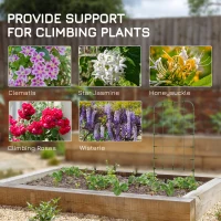 Outsunny 6-Piece Plant Support Set, Trellis for Climbing Plants, Garden Stakes, Steel, Green, 40 x 90 cm(m-4)