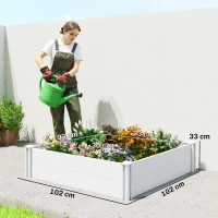 Outsunny Vinyl Raised Garden Bed Kit, 3 x 3 x 1ft Modular Elevated Garden Box with Slotting Legs and Open Bottom, White(m-3)