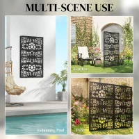 Outsunny Metal Outdoor Privacy Screen, 72" x 38" Freestanding Outdoor Divider, Black(m-9)