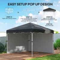 Outsunny 10' x 10' Pop Up Canopy with Sidewalls, Roller Bag, Height Adjustable Instant Tent for Outdoor, Garden, Patio, Black(m-5)