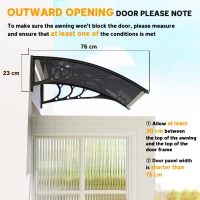 Outsunny Window Awning Door Canopy, 29.9" x 39.4" Polycarbonate Cover, Front Door Patio Canopy with Solid Panel, Transparent(m-7)