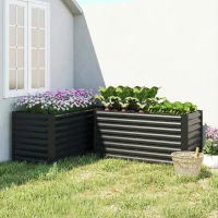 Outsunny Set of 2 Galvanized Metal Planters for Outdoor Plants, 4' x 2' x 2' Raised Garden Bed, Black(m-9)