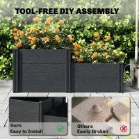 Outsunny Vinyl Raised Garden Bed Kit, 3-Tier Elevated Garden Box with Open Bottom, DIY Assembly, Grey Wood Effect(m-4)