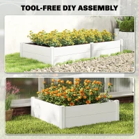 Outsunny Vinyl Raised Garden Bed Kit, 6.5 x 3 x 1ft Elevated Garden Box with Divider and Open Bottom, White(m-4)