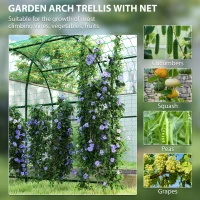 Outsunny Garden Arch Trellis for Climbing Plants Outdoor, 7.1FT Tall Cucumber Trellis with Climbing Net for Backyard, Lawn(m-4)