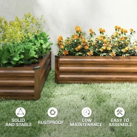 Outsunny Set of 2 Galvanized Raised Beds for Garden, Outdoor Planter Box for Flowers, Herbs and Vegetables, Dark Brown(m-7)