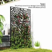 Outsunny Metal Outdoor Privacy Screen, 72" x 38" Freestanding Outdoor Divider, Black(m-10)