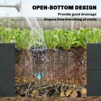 Outsunny Vinyl Raised Garden Bed Kit, 3-Tier Elevated Garden Box with Open Bottom, DIY Assembly, Grey Wood Effect(m-8)