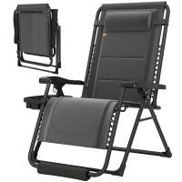 Outsunny Zero Gravity Chair, Reclining Outdoor Lounger Chair with Cup Holder, 400 LBS Capacity, Dark Grey(m-2)