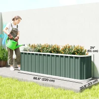 Outsunny Galvanized Raised Garden Bed, Deep Rot Planter Box, Outdoor Garden Bed with Plant Labels, 7' x 2' x 2', Light Green(m-3)