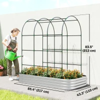 Outsunny Galvanised Raised Garden Bed with Arched Trellis, 7 x 4 x 7ft Metal Outdoor Planter Box with Open Bottom(m-3)