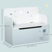 Qaba Kids Wooden Toy Storage Box Organizer Chest 2 in 1 Design with Gas Stay Bar 23.5" x 11.75" x 19.75" Light Blue(m-3)