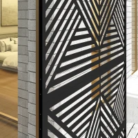 Outsunny Metal Outdoor Privacy Screen, Freestanding Outdoor Divider with Stand, Decorative Privacy Panel, 78" x 48", Black(m-10)