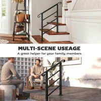 Outsunny Hand Rails for Outdoor Steps, Adjustable Outdoor Stair Railing for 2 to 3 Steps, Black(m-7)