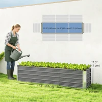 Outsunny 6' x 1.5' x 1.3' Galvanized Raised Garden Bed, Elevated Large Metal Planter Box w/ Install Gloves, Light Grey(m-3)