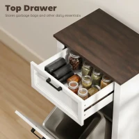 HOMCOM 10 Gallon Trash Can Cabinet with Drawer, Farmhouse Tilt Out Garbage Cabinet Laundry Hamper, White Wood Effect(m-5)