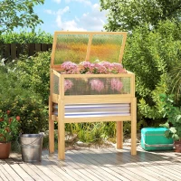 Outsunny Raised Garden Bed with Mini Greenhouse, Elevated Planter Box with Legs and Bed Liner for Flowers, Vegetables(m-10)