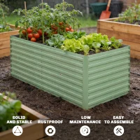 Outsunny 5' x 3' x 2' Raised Garden Bed, Galvanized Planter Box for Growing Flowers, Herbs and Vegetables, Light Green(m-5)