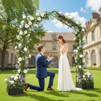 Outsunny Garden Arch Outdoor Trellis Arbor with 2 Planter Boxes, 90.6" x 15.7" x 88.2", Black(m-10)