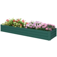 Outsunny 8'x2'x1' Galvanized Raised Bed, Large Elevated Planter Box for Growing Flowers, Herbs and Vegetables, Green(m-2)