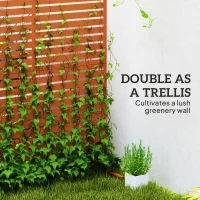 Outsunny Decorative Outdoor Privacy Panel, Freestanding Metal Outdoor Divider with Stand for Garden, Backyard, Deck, Pool, Brown(m-4)