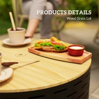 Outsunny 3-in-1 Fire Pit Φ23.8" x 15.4" Stainless Steel Outdoor Fire Bowl with Wood-Effect Fire Basket(m-9)