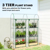 Outsunny 3 Tier Mini Greenhouse, Portable Greenhouse with 2 Roll-up Doors, 56.3" x 18.1" x 64.6", Clear(m-4)