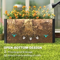 Outsunny Set of 2 Galvanized Metal Planters for Outdoor Plants, 4' x 2' x 2' Raised Garden Bed, Black(m-5)