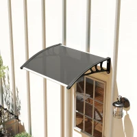 Outsunny Window Awning Door Canopy, 29.9" x 39.4" Polycarbonate Cover, Front Door Patio Canopy with Solid Panel, Transparent(m-10)