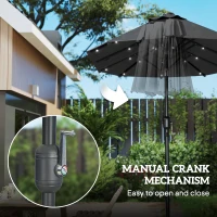 Outsunny 10ft Double-Sided Patio Umbrella with 35 LED Lights, 12 ribs, Extra Large Outdoor Parasol with Twin Canopy, Dark Grey(m-7)