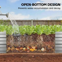 Outsunny 8'x2'x1' Galvanized Raised Bed, Large Elevated Planter Box for Growing Flowers, Herbs and Vegetables, Silver(m-6)