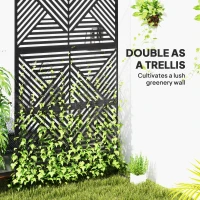 Outsunny Metal Outdoor Privacy Screen, Freestanding Outdoor Divider with Stand, Decorative Privacy Panel, 78" x 48", Black(m-4)