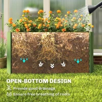 Outsunny Set of 2 Galvanized Metal Planters for Outdoor Plants, 4' x 2' x 2' Raised Garden Bed, Light Green(m-5)