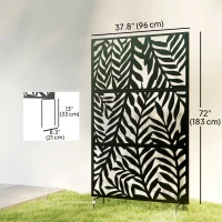 Outsunny Metal Outdoor Privacy Screen, 72" x 38" Freestanding Outdoor Divider, Black(m-3)