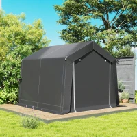 Outsunny 10' x 10' Outdoor Storage Shed Portable Garage with Roll-up Door for Motorcycle, Bike, Garden Tools, Dark Grey(m-9)