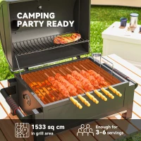 Outsunny Tabletop Charcoal Smoker, Portable BBQ with Ash Catcher and Thermometer for Backyard, Camping, Picnic, Black(m-4)