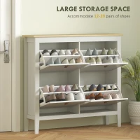 HOMCOM Narrow Shoe Cabinet with 4 Flip Drawers, Adjustable Shelves for Entryway, Holds 12-20 Pairs, White(m-4)