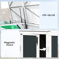 Outsunny Outdoor Storage Shed Rustproof Garbage Bin Shed with Gas Struts Magnetic Doors for 3 Bins White and Grey(m-6)
