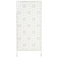 Outsunny Metal Outdoor Privacy Screen, Decorative Outdoor Divider with Stand and Expansion Screws, 36.2" x 17.7" x 78", White(m-7)