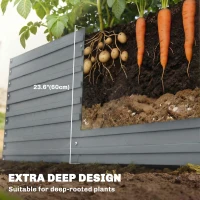 Outsunny 8' x 4' x 2' Raised Garden Bed, Galvanized Planter Box for Growing Flowers, Herbs and Vegetables, Light Grey(m-4)