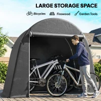 Outsunny 8' x 4' Portable Shed, Waterproof Bike Tent with Roll-up Zipper Door and Galvanised Metal Frame for Bike, Garden Tools(m-5)