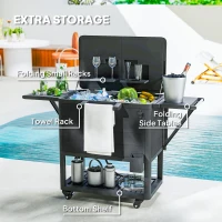 Outsunny 104 Quart Large Capacity Outdoor Cooler Cart, Patio Rolling Ice Chest with Bottle Opener Shelves Wheels, Black(m-6)