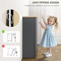 HOMCOM Shoe Storage Cabinet with 2 Flip Drawers and Adjustable Shelves for 12 Pairs of Shoes, Dark Grey(m-7)