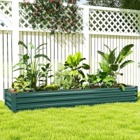Outsunny 8'x2'x1' Galvanized Raised Bed, Large Elevated Planter Box for Growing Flowers, Herbs and Vegetables, Green(m-9)