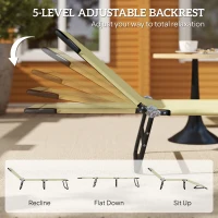 Outsunny Folding Chaise Lounge Pool Chairs, Outdoor Sun Tanning Chairs with 5-Level Reclining Back, Steel Frame for Beach, Yard, Patio, Beige(m-4)