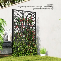 Outsunny Metal Outdoor Privacy Screen, 72" x 38" Freestanding Outdoor Divider, Black(m-10)